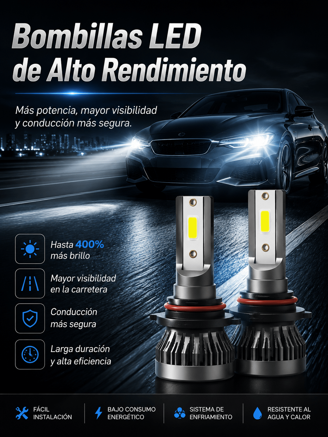 Bombillas LED Premium para Faros de Auto – Alta Potencia - Korzadi