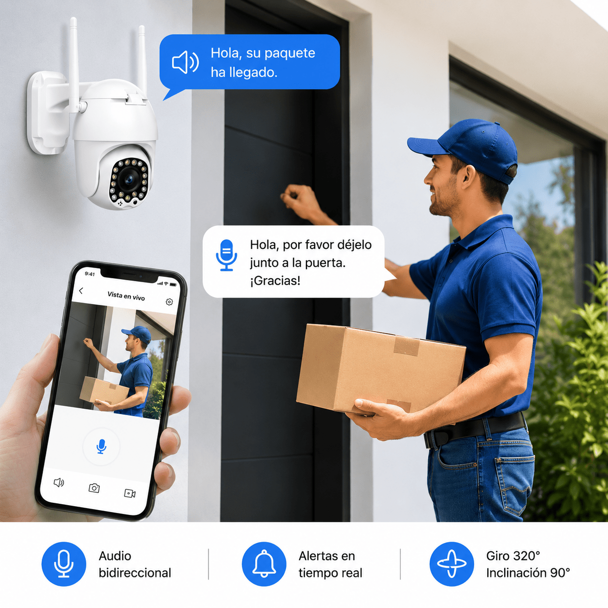 Cámara de Seguridad WiFi 360° con Visión Nocturna HD - Korzadi