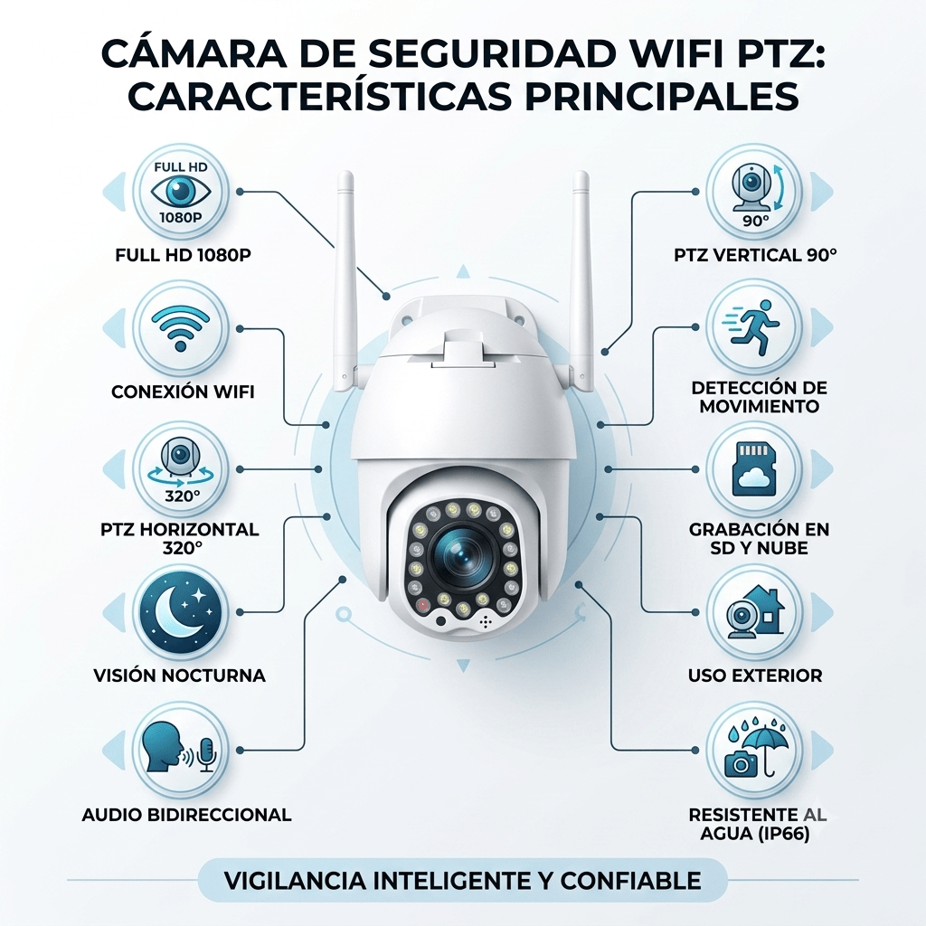 Cámara de Seguridad WiFi 360° con Visión Nocturna HD