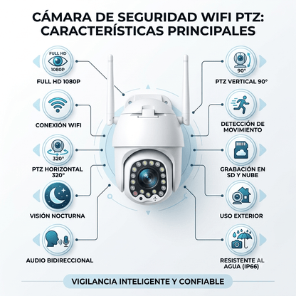 Cámara de Seguridad WiFi 360° con Visión Nocturna HD - Korzadi