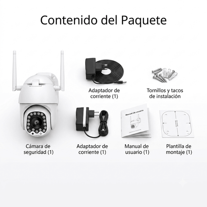 Cámara de Seguridad WiFi 360° con Visión Nocturna HD - Korzadi
