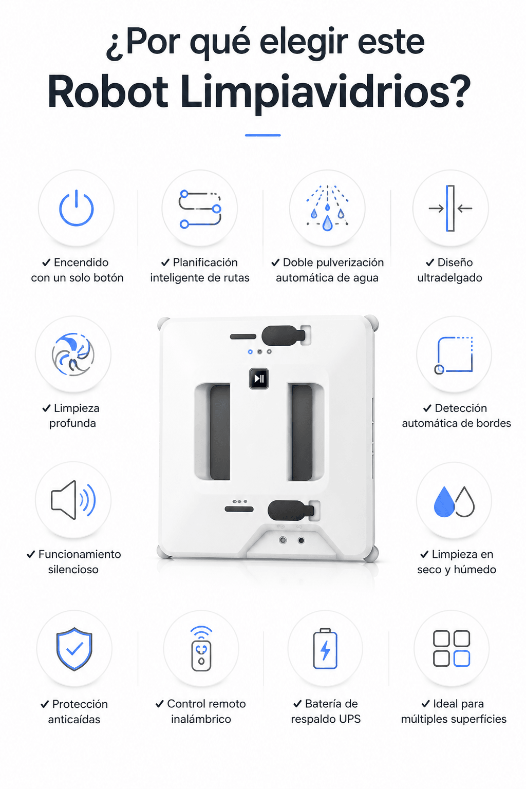 Robot Inteligente Limpiacristales Automático con Doble Pulverización - Korzadi