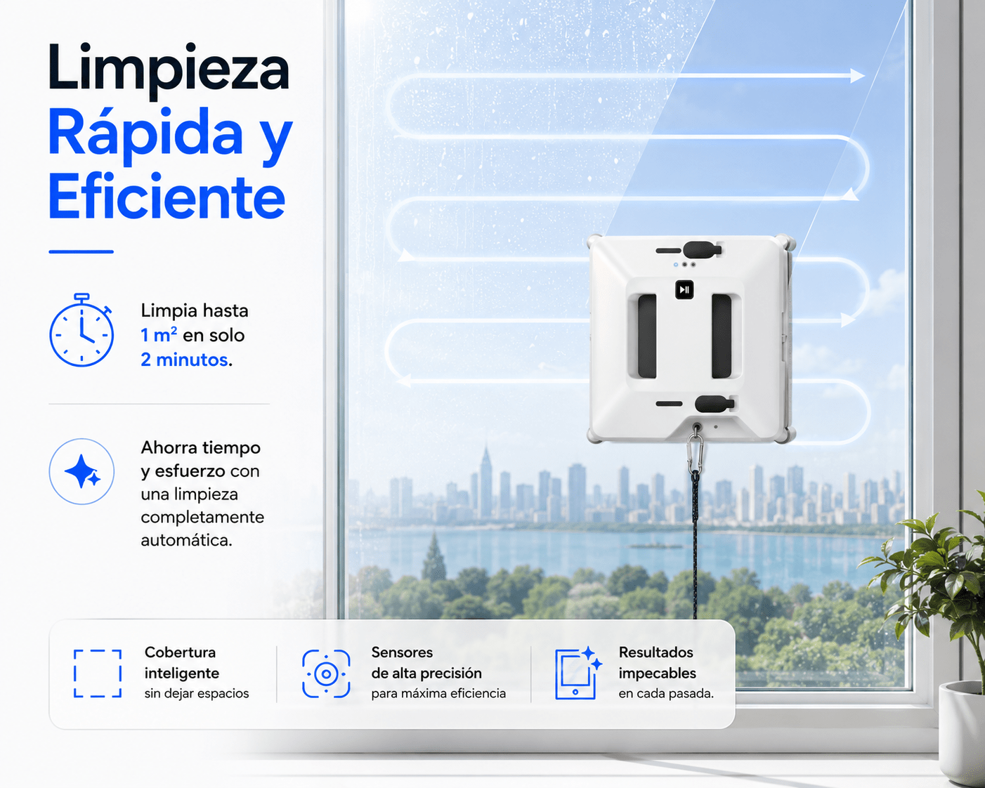 Robot Inteligente Limpiacristales Automático con Doble Pulverización - Korzadi